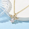 Christmas Deer Head Glass Pendant Necklaces NJEW-TA00142-2