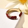 Brass Enamel Cuff Rings for Women RJEW-U040-01G-01-3