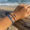3Pcs Adjustable Natural Lapis Lazuli Beaded Braided Bracelet Sets IL6512-3-2