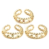 Rack Plating Brass Micro Pave Cubic Zirconia Open Cuff Rings for Women RJEW-U026-03G-01-1