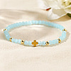 Glass & Brass Beads Stretch Bracelets for Women NO6494-3-1