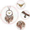 Woven Net/Web with Feather Pendant Decoration HJEW-FH0001-32-4