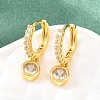 Brass Micro Pave Cubic Zirconia Hoop Dangle Earrings KK-Z166-15G-02-1