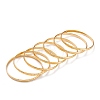 7Pcs Women's Simple Fashion Textured Vacuum Plating 304 Stainless Steel Stackable Bangles BJEW-O182-07G-2
