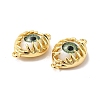 Evil Eye Resin Brass Connector Charms RESI-E026-01G-04-3