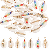 28Pcs 7 Styles Natural Cowrie Shell Copper Wire Wrapped Pendants FIND-SC0015-50-1