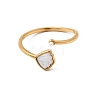 304 Stainless Steel & Natural Shell & Imitation Pearl Cuff Rings for Women RJEW-G372-01G-07-3