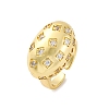 Brass Micro Pave Clear Cubic Zirconia Cuff Rings for Women RJEW-U043-01G-4