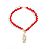Summer Beach Bohemian Alloy Fish Pendant Resin Round Beaded Necklaces for Women WG6850D-01-2