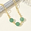 Natural Green Aventurine Faceted Flat Round Beaded Brass Paperclip Chain Bracelets GG-CBA37F5-02G-01-3