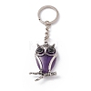 Owl Natural Amethyst Pendant Keychain KEYC-G056-01AS-01-2