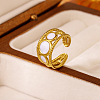 304 Stainless Steel Enamel Cuff Open Rings for Women WGC62C5-02-1