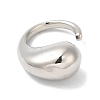 Rack Plating Brass Teardrop Open Cuff Rings for Women RJEW-S407-01P-2