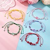 Rose Glass Seed Beads & Glass Braided Bead Bracelets BJEW-MZ00313-1