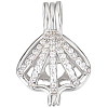 Anti-Tarnish Beebeecraft 1Pc Rhodium Plated 925 Sterling Silver Empty Bead Cage Pendants STER-BBC0005-70B-1