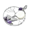 Natural Amethyst and White Shell Copper Wire Wrapped Big Pendants G-K404-01P-2