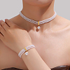 Multi Strand Plastic Imitation Pearl Beaded Choker Necklaces & Bracelets Sets PQ1108-3