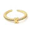 Clear Cubic Zirconia Initial Letter Open Cuff Ring RJEW-H120-09G-K-2