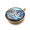 304 Stainless Steel Pave Natural Paua Shell Pendants STAS-Z125-01G-G-2