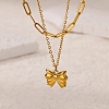 304 Stainless Steel Bowknot Pendant Necklaces LS-NJEW-L182-001G-06-2