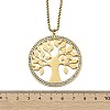 304 Stainless Steel Crystal Rhinestone Tree of Life Pendant Box Chain Necklaces for Women NJEW-F370-01A-G-3