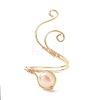 Copper Wire Wrapped Natural Freshwater Pearl Cuff Rings for Women RJEW-JR00553-01-6