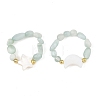 2Pcs Glass with Natural Freshwater Shell Beads Rings RJEW-JR01114-3
