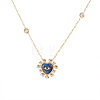 Printed 304 Stainless Steel Blue Evil Eye Heart Pendant Necklaces for Women WG502A7-03-2