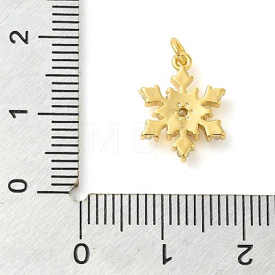 Snowflake Real 18K Gold Plated Rack Plating Brass Micro Pave Cubic Zirconia Pendants Charms KK-S396-11B-1