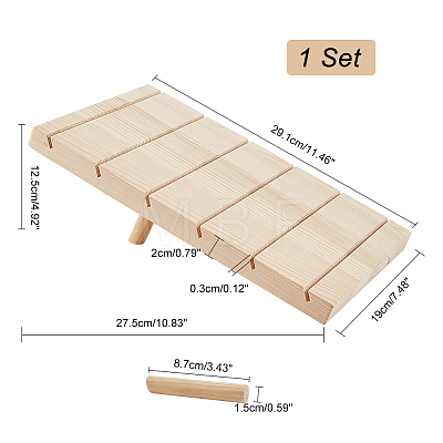6-Slot Rectangle Slant Back Wood Ring Display Stands RDIS-WH0018-03-1