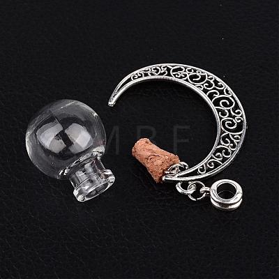Round with Moon Glass Wishing Bottle European Dangle Charms PALLOY-JF00167-01-1