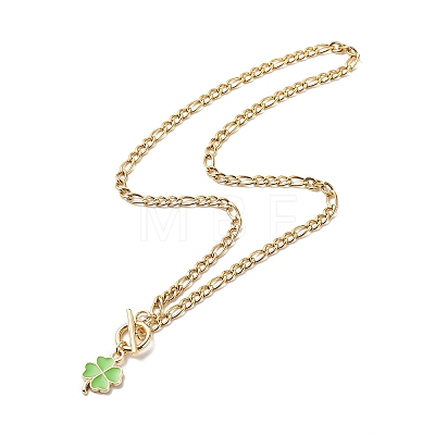 Alloy Enamel Clover Pendant Necklace with Brass Chains for Women NJEW-JN04087-1