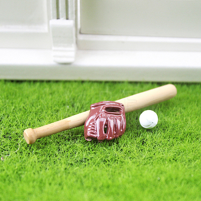 Resin Miniature Baseball Bats & Balls & Gloves MIMO-PW0003-116-1