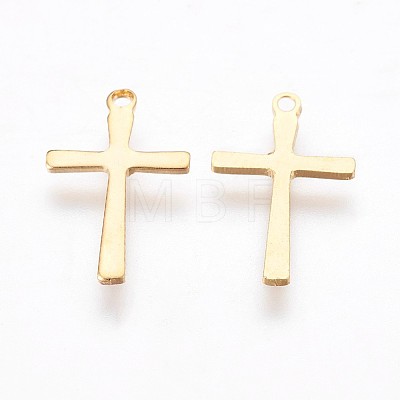 304 Stainless Steel Tiny Cross Charms X-STAS-P220-08G-1