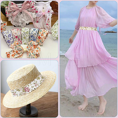 1 Set Polyester Flower Printed Ribbon OCOR-CY0002-38A-1