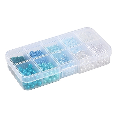 DIY 10 Grids ABS Plastic & Glass Seed Beads Jewelry Making Finding Beads Kits DIY-G119-01C-1