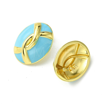 Oval Brass Stud Earrings EJEW-C072-02G-1