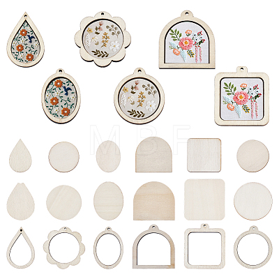 12 Bags 6 Styles Mini Wooden Embroidery Hoops DIY-FG0010-02-1
