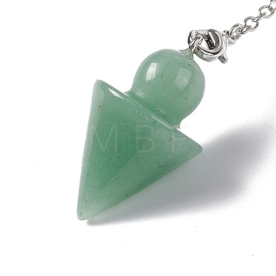 Natural Green Aventurine Cone Dowsing Pendulum Pendants G-G983-04P-03-1