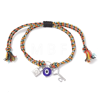 3Pcs 3 Colors Handmade Lampwork & Alloy Charm Bracelets BJEW-JB12749-1