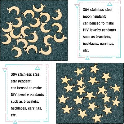 Unicraftale 60Pcs 3 Style 304 Stainless Steel Pendants STAS-UN0029-13-1