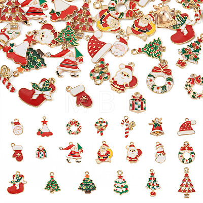 40Pcs 20 Styles Christmas Alloy Enamel Pendants ENAM-TA0001-55-1