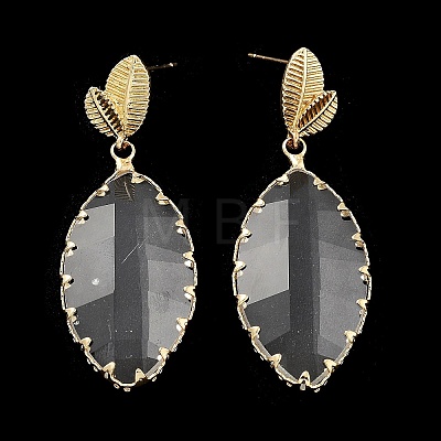 Brass Leaf Dangle Stud Earrings EJEW-Q800-38KCG-1