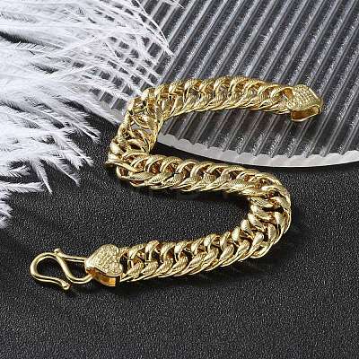 Brass Cuban Chain Bracelets for Women Men BJEW-R016-01G-01-1