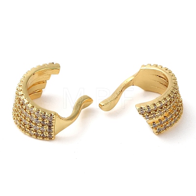 Leaf Shape Brass with Cubic Zirconia Cuff Earrings KK-Z033-30G-1