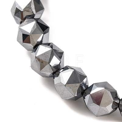 Faceted Star Cut Round Terahertz Stone Beaded Stretch Bracelets for Women Men BJEW-H590-04C-03-1