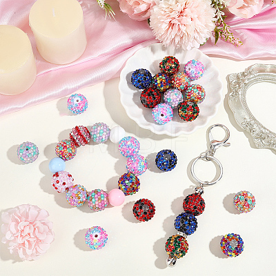 24Pcs 8 Colors Opaque Resin Rhinestone Beads RESI-PA0001-54-1