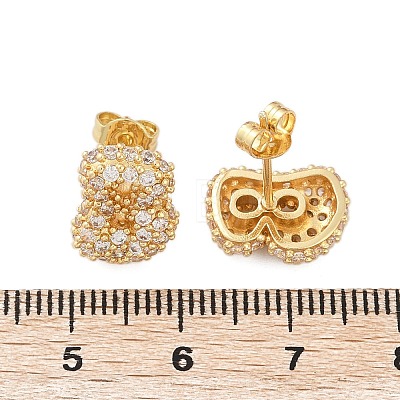 Brass Micro Pave Cubic Zirconia Stud Earrings EJEW-Z091-04G-B-1