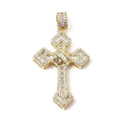 Brass Micro Pave Clear Cubic Zirconia Big Pendants CU-CBAB8F5-06G-1
