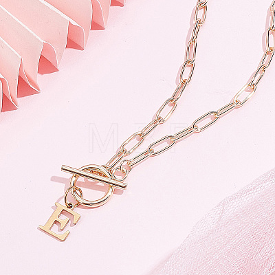 304 Stainless Steel Letter Pendant Necklaces NJEW-LP0001-52E-G-1
